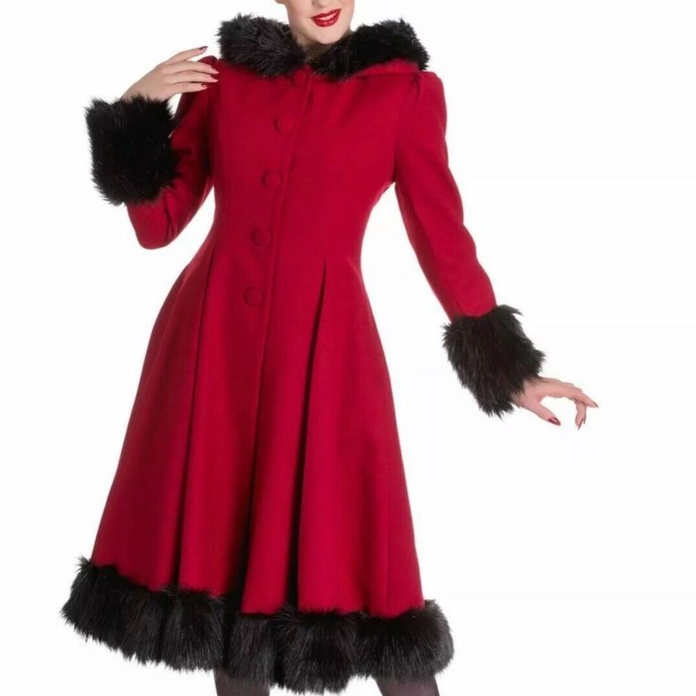 Hell Bunny red Elvira coat— with extra cool BLACK buttons— size XL— like new